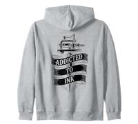 Addicted To Ink Tattoo Lover Tattooing Machine Vintage Cool Zip Hoodie