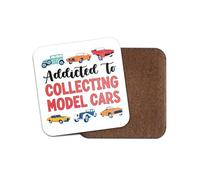 Addicted to Model Cars Square Coaster - Car Collecting Hoard Joke Funny Hobby Fan Kids Boys Girls Dad Mum Kitchen Family Drinks Home #82309