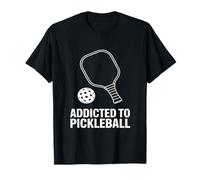 Addicted to Pickleball Minimalist White Sports Bat and Ball T-Shirt