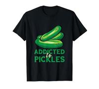 Addicted to Pickles Cucumber Pickle Lover Vegetarian Pickle T-Shirt, Men, Black, X-Large