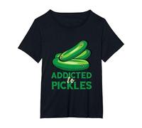Addicted to Pickles Cucumber Pickle Lover Vegetarian Pickle T-Shirt, Women's Plus, Black, 3X