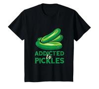 Addicted to Pickles Cucumber Pickle Lover Vegetarian Pickle T-Shirt, Youth, Black, 3T