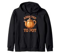 Addicted To Pot Coffee Caffeine Drinker Zip Hoodie