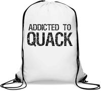 Addicted to Quack Funny Graphic Gym Sack Casual Drawstring Bag White