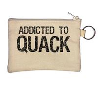 Addicted to Quack Funny Graphic Key Chain Coin Purse Beige