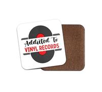 Addicted to Records Square Coaster - Vinyl Collecting Hoard Joke Funny Hobby Fan Kids Boys Girls Dad Mum Kitchen Family Drinks Home #82307