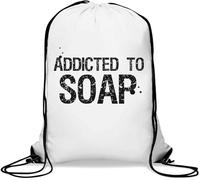 Addicted to Soap Washing Up Graphic Gym Sack Casual Drawstring Bag White