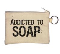 Addicted to Soap Washing Up Graphic Key Chain Coin Purse Beige