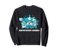 Addiction Recovery Awareness Support Gnome Teal Ribbon Sweatshirt