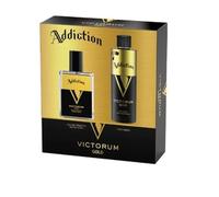 Addiction Victorum Gold Men's Luxury Fragrance Gift Set, EDT and Body Spray, 200ml, Long Lasting, Modern Masculine Design