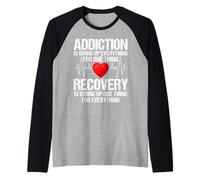 Addiction VS Recovery AA NA Heartbeat for a Clean Sober Life Raglan Baseball Tee