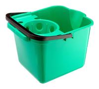 Addis 12 Litre Cleaning Mop Pail Bucket Wringer Square Plastic Green