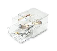 Addis 2 Drawer Clear Acrylic Make Up Cosmetic Desk Top Stationary Storage Organiser Box, Clear Acrylic