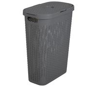 Addis Faux Rattan Slim Laundry Hamper - Charcoal, Grey