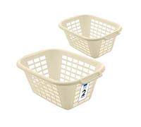 Addis 40L Laundry Basket Linen, Durable Plastic Washing Basket with Handles, Ventilated Clothes Hamper for Home, Bedroom & Utility, Pack of 2