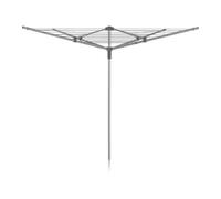Addis 40m 4 Arm Rotary Washing Line (Grey) Multiple Tension Adjustment, Folding Outdoor Rotating Clothes Dryer & Ground Spike MOB, Metallic