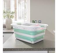 Addis 45L Collapsible Laundry Basket - White & Aqua Haze