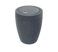 Addis 5-Litre Faux Rattan Bathroom Bin With Swing Lid Charcoal
