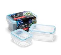 Addis 503042 Clip & Close Rectangle Food Storage Set, 3 Piece Set, Color-clear
