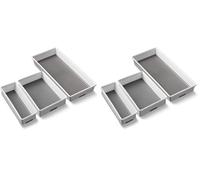 Addis 506985 Premium Tidy Drawer Soft Base Storage Boxes, White Grey, Set of 3, 18 x 40 x 7.5 cm (Pack of 2)