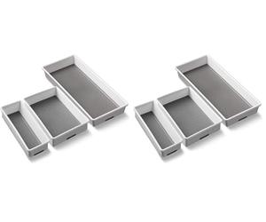 Addis 506985 Premium Tidy Drawer Soft Base Storage Boxes, White Grey, Set of 3, 18 x 40 x 7.5 cm (Pack of 2)