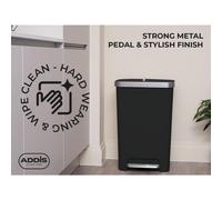 Addis 50L Rectangular Recycling Pedal Bin | 2 Compartment Kitchen Black