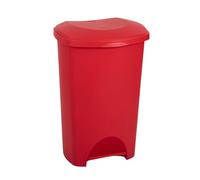 Addis 50 Litre Recycling Commercial Utility Waste Trash Pedal Bin, All Red Colour