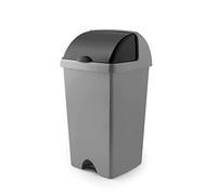 Addis 50L Roll Top Kitchen Bin - Large Metallic Silver Grey Waste & Recycling Bin with Stay-Open Lid, Space-Saving Design for Under Worktops, Easy Clean, Made in the UK