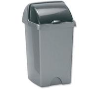 ADDIS 50L ROLL TOP PLASTIC WASTE RUBBISH BIN WITH LID - METALLIC