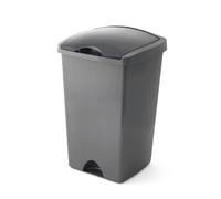 Addis 50ltr Lift Up Flat top Kitchen Waste Trash Complete Bin, Metallic Silver &