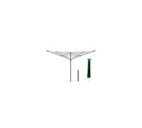Addis 50m 4 Arm Rotary Washing Line (Grey) Multiple Tension Height Adjustment, Folding Outdoor Rotating Clothes Dryer & Ground Spike MOB, Metallic