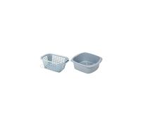 Addis 510607 Rect Laundry Basket Metallic & 518459 Eco Made from 100% Recycled Plastic Large Rectangular Washing Up Bowl, 9.5 Litre, Light Grey