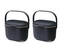 Addis 515630 2.5 Litre Kitchen Compost Caddy, Black/Grey, 2.5L (Pack of 2)