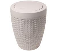 Addis 515799 Faux Rattan Round Bathroom Bin with Swing lid, Calico Linen, L 2...
