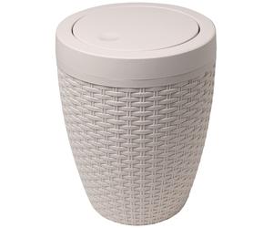 Addis 515799 Faux Rattan Round Bathroom Bin with Swing lid, Calico Linen, L 2...