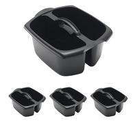 Addis 516932 Utility Cleaning Caddy with Twin Compartment and Handle, Black, 32 x 38.5 x 20 cm (Pack of 4)