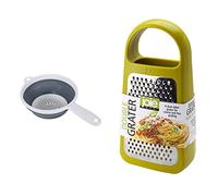 Addis 517522 "Pop & Store Collapsible Food Colander with Handle, White and Grey, 34 x 20 x 3 cm & Joie Kitchen Gadgets 30598 Tower Grater, Stainless Steel, Assorted, One size