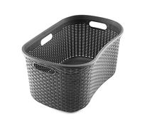 Addis 517994 Faux Rattan Hipster Laundry Basket, Charcoal, 40-Litre