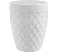 Addis 518030 Diamond Style Round Swing Lid Bathroom Bin, White
