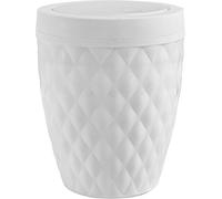 Addis 518030 Diamond Style Round Swing Lid Bathroom Bin, White