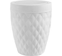 Addis 518030 Diamond Style Round Swing Lid Bathroom Bin, White