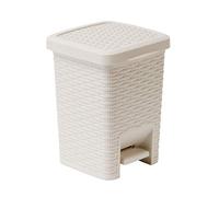Addis 518145 Rattan Effect Square Bathroom Pedal Waste Trash Bin, 6 Litre, Cream, Calico Linen