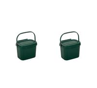 Addis 518250 Everyday Kitchen Food Waste Compost Caddy Bin, 4.5 Litre, Dark Green (Pack of 2)