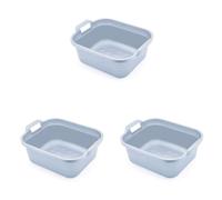 Addis 518355 Eco Made from 100 percent Recycled Plastic Washing up Bowl with twin handle, 9.5 litre, Light Grey (Pack of 3)