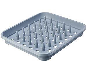 Addis 518356 Eco Made from 100% Recycled Plastic Draining Dish Plate Rack with pegs, Light Grey, 33.5 x 38 x 5cm