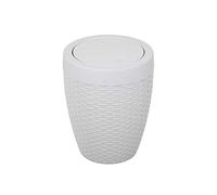 Addis 518367 Faux Rattan Round Swing Lid Bathroom Bin, Light Grey, 5 Litre