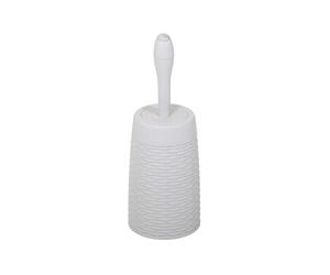 Addis 518368 Faux Rattan Round Toilet Brush Set with Internal Detergent Injection System, Light Minerial Grey ,Toilet Set