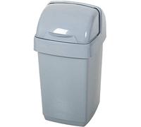 Addis 518460 Eco 100% Recycled Plastic Bathroom Kitchen Waste Roll Top Bin, 10 Litre, Light Grey