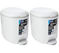Addis 518503 Premium Deluxe Bathroom Pedal Bin with inner, 3.5 litre, White Grey, 29 x 18.5 x 23cm (Pack of 2)