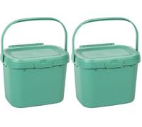 Addis 518534 Everyday Kitchen Food Waste Compost Caddy Bin, 4.5 Litre, Sage Green (Pack of 2)
